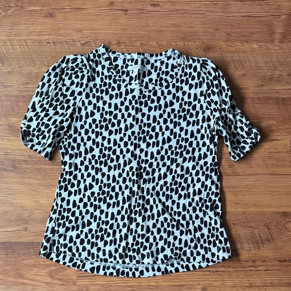 Chico's Black and White Patterned Blouse